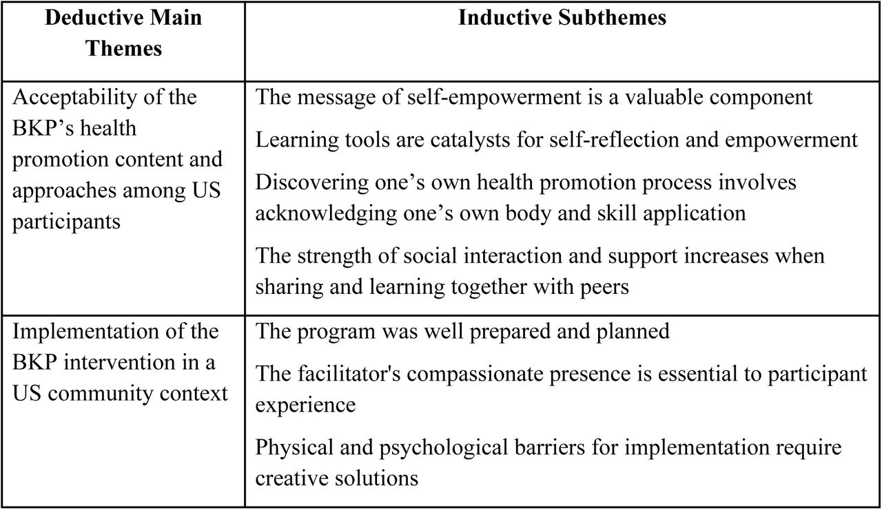 Overview of the Main Themes and Subthemes