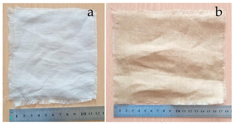 Flax and hemp fabrics. (a) Flax fabric; (b) hemp fabric.