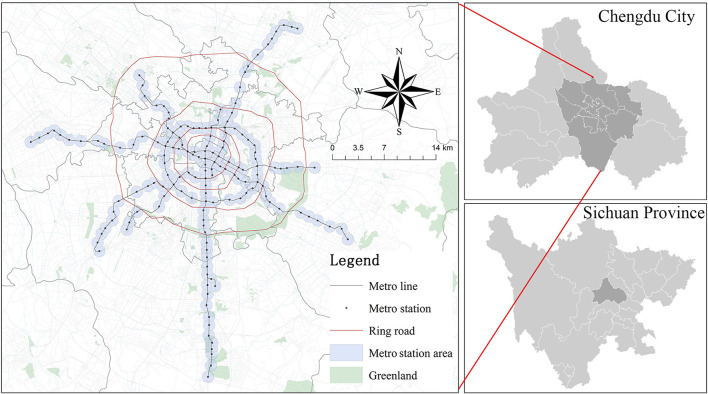 The study area and metro station area.