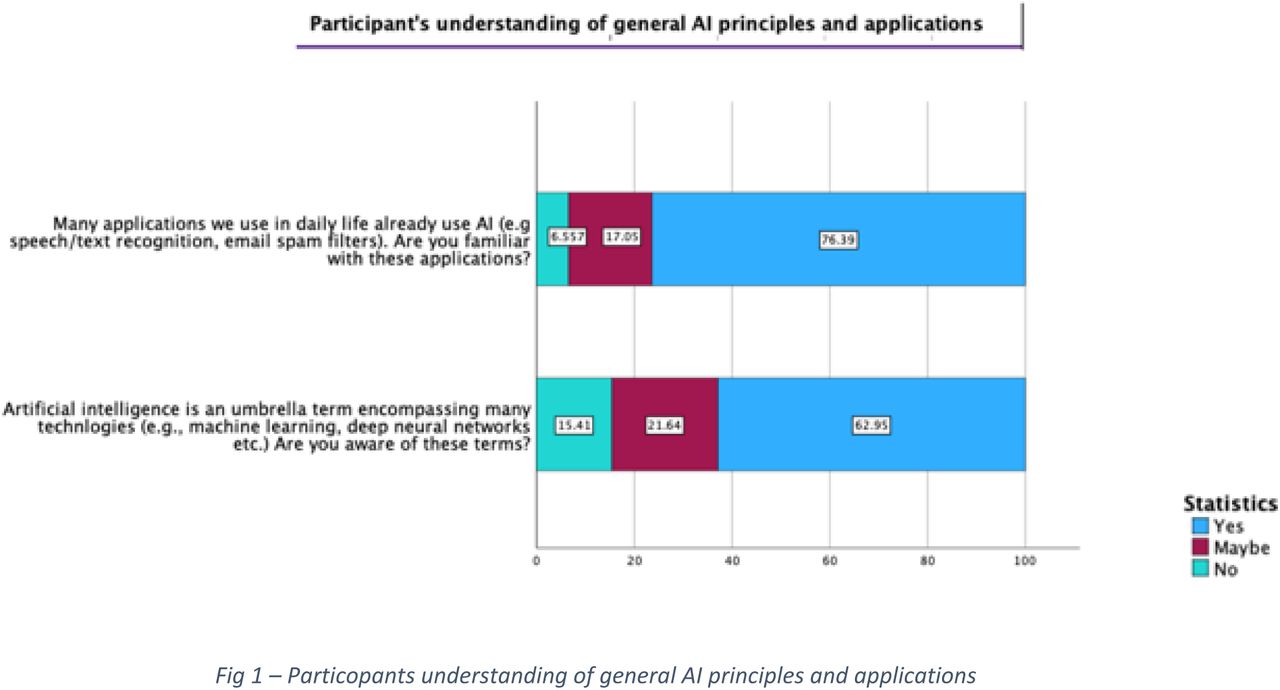 Particopants understanding of general AI principles and applications